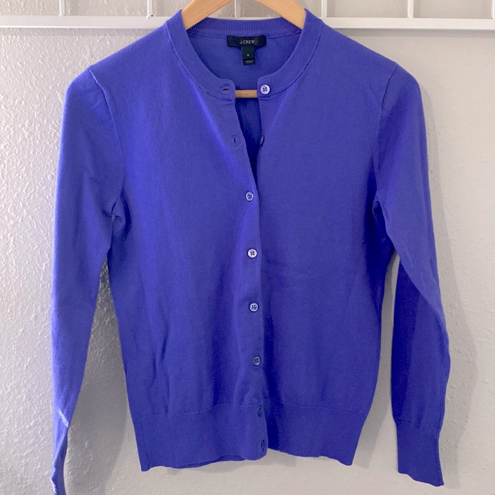 Purple Jcrew cardigan